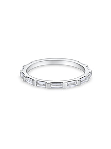 Anillo de eternidad Skinny Baguette Three Quarters Set con diamante cultivado en laboratorio en oro amarillo, blanco, rosa y platino de 18 quilates. - Product Image 3