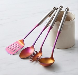Juego de Cubiertos de Titanio Arcoíris de 7 Piezas, Utensilios de Acero Inoxidable para Servir, Cubertería Plateada para Mesa de Restaurante y Hotel - Product Image 5