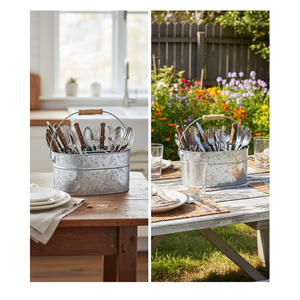 Caddie à ustensiles galvanisé, fournitures pour fêtes, 1 pièce - Product Image 6