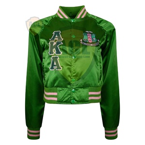 Chaqueta universitaria recortada para mujer, chaquetas universitarias de manga larga hechas en satén para mujer, precio al por mayor, superventas - Product Image 1