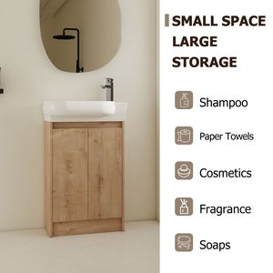 Mobile bagno freestanding da 23 pollici con ante soft-close e lavabo - Vanità da bagno premium - Product Image 6