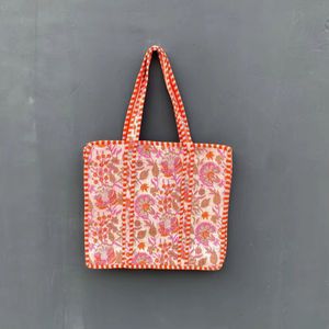 Sac fourre-tout en coton matelassé, imprimé jungle, style bohème - Product Image 1