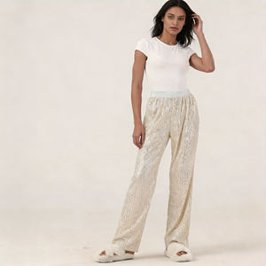 Pantalones Anchos con Lentejuelas Ecológicos de Moda Hip Hop para Mujer, Cintura Elástica, Casuales y Elegantes, Brillantes, para Eventos Diarios - Product Image 5