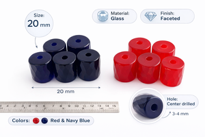 Cuentas de Coral Facetadas de 20 mm de la Marca Conifer en Rojo y Azul Marino, Cuentas Gruesas para la Elaboración de Joyería - Product Image 6