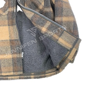 เสื้อแจ็คเก็ตผู้ชายสำหรับล่าสัตว์ฤดูหนาวแบบยาว ผ้าขนสัตว์ฟลานเนล 100% ซิปด้านหน้า มีกระเป๋าหลายช่อง ซับในด้วยขนแกะ - Product Image 4