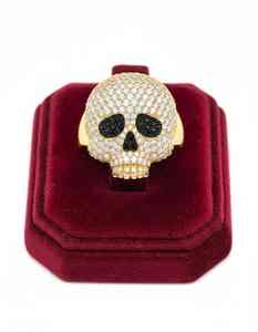 Skull <b>Ring</b> for <b>Men</b> Iced Out Hip Hop Bling 925 Sterling <b>Silver</b> 14K Gold Plated Heavy Statement Fashion Jewelry Bold Rapper Style - Product Image 6