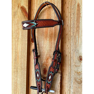 Cabezada de cuero marrón ajustable para equitación con nudos futurity, borla de cuero natural trenzada a mano - Product Image 1