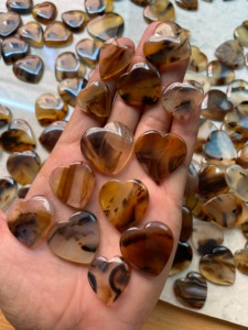Lot en gros de cabochons en agate naturelle du Montana, forme cœur, facettés, blanc et bleu, pierres précieuses en vrac pour la fabrication de bijoux, verre taillé fantaisie - Product Image 4