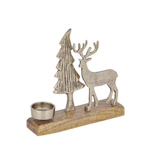 Luxury Antique Silver Reindeer Votive Candle Holder Cutout Metal <b>Hurricane</b> <b>Lantern</b> for Christmas Decor Handcrafted Zinc Finish - Product Image 6