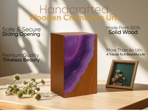 Handmade Geode Resin Rosewood <b>Memorial</b> Urn <b>Box</b> for human ashes medium size 9x5.5 inches urn <b>box</b> - Product Image 5