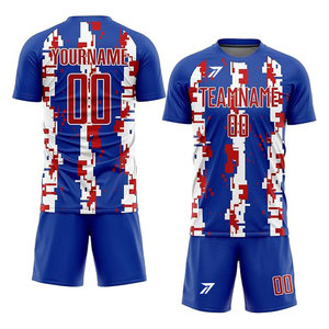 เสื้อฟุตบอลสกรีนลายสำหรับผู้ชาย ผู้ใหญ่ ทนทาน ระบายอากาศได้ดี รับทำโลโก้ หมายเลข ชื่อทีม สีทีม  รับผลิตเสื้อแบบ OEM ขายส่งจากโรงงาน - Product Image 1