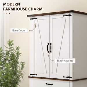 Mobile dispensa da cucina alto 180 cm, stile rustico con ante scorrevoli, 6 ripiani, 2 ante, cassetti e ripiani regolabili, stile Shaker, bianco - Product Image 5
