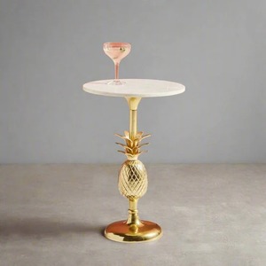 Table d'appoint en marbre blanc avec plateau et base pour la décoration de la maison, du salon, des hôtels et des villas. - Product Image 3