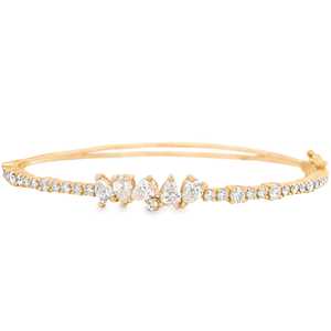 2 Ct Pear Round Cut Lab Grown Diamond <b>Cuff</b> Bangle 14K 18K Solid Gold Solitaire Stacking Open <b>Bracelets</b> Fine Jewelry Manufacturer - Product Image 5