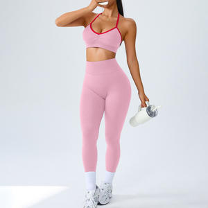 New Sportswear Seamless Workout Scrunch Butt Lift Sports Leggings 2-Piece Set for Women Spandex/Nylon Quick Dry & Breathable - Product Image 3