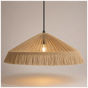 Lampe suspendue en corde de jute tressée à la main à 4 niveaux, style bohème chic, en fibre de chanvre naturelle, lustre rustique pour salle à manger, décoration d'hôtel - Product Image 5