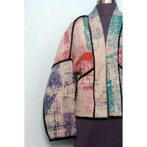 Chaqueta Kantha de Diseño 100% Algodón al por Mayor, Estilo Étnico Multicolor, Bordado, Botones, Hecha a Mano, Vintage, Invierno/Verano - Product Image 2