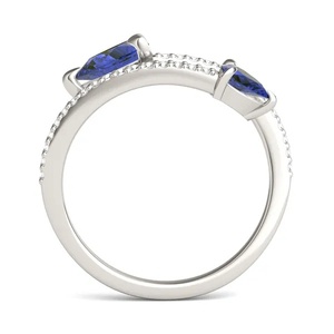 Bague en argent 925 plaqué rhodium avec pierre bleue taille poire, sertie à griffes, bijoux fins pour femme, cadeau de fiançailles et de mariage - Product Image 2