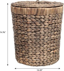Panier de rangement en jacinthe d'eau avec couvercle, panier tissé à la main, organisateur écologique, fabricant en gros au Vietnam - Product Image 2
