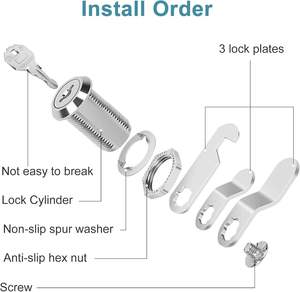 Cabinet Cam Lock 3/<b>4</b>" Keyed Different Cam Locks with Keys Secure Files <b>Drawers</b> RV <b>Storage</b> Locks Replacement Set, Zinc Alloy - Product Image 3