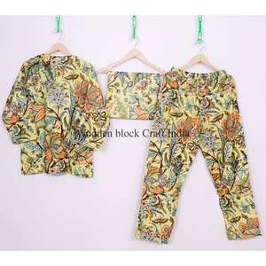 Conjunto de Pijama de Algodón Indio para Mujer con Estampado Floral y Cierre de Botones para Ropa de Playa y Descanso, Traje de Noche, Conjunto de Pijama - Product Image 5