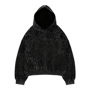 Best Selling <b>Men's</b> Acid Washed Rhinestones Hoodies 100% Cotton Streetwear Regular Fit Heavy Weight 400gsm Hoodie <b>For</b> Winters - Product Image 5