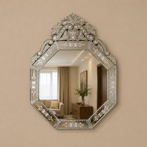 Miroir baroque vénitien de style antique élégant |   Miroir mural décoratif en verre de luxe pour salon, chambre et intérieurs d'hôtel - Product Image 2