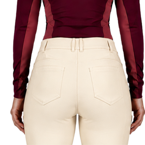 Pantalon d'équitation pour femme blanc ivoire, taille haute, extensible, avec passants de ceinture, pour la compétition et l'entraînement, vêtements de sport - Product Image 6