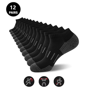 Chaussettes courtes 6 paires noires et blanches antidérapantes avec revers en polaire à séchage rapide tricotées pour la course à pied et l'hiver (adultes) - Product Image 3