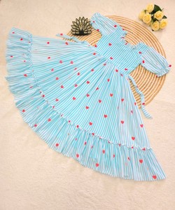 ชุดเดรสพิมพ์ลายแฟนซีมูล ชานเดรี แบบชิ้นเดียว สวมใส่ได้ทุกวัน ราคาขายส่ง เสื้อผ้าชาติพันธุ์ สีฟ้า - Product Image 3