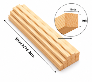 Wooden Square Dowel Rods 1x1 Inch 30 Inch Pine Wood DIY Craft Supplies Natural Material Smooth Ends <b>Freestanding</b> EFS Brand - Product Image 1