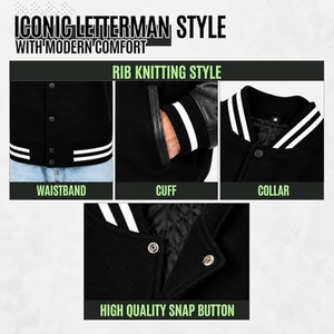 Chaqueta de Lona Cálida de Invierno para Hombre, Bordada con Letras Chenille, Personalizada por el Fabricante OEM - Product Image 3