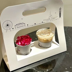 Porte-gobelets à café jetables personnalisés en papier kraft avec logo personnalisé, porte-gobelets à café ou thé à emporter - Product Image 3