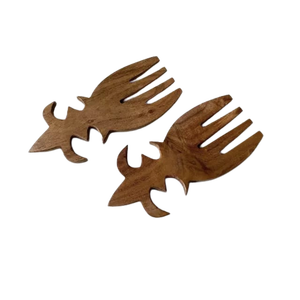 Ensemble de saladiers en bois uniques avec poignée rayée, design minimaliste, couverts réutilisables pour la restauration et la maison, couverts de luxe - Product Image 3