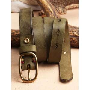 Ceinture décontractée en cuir véritable faite à la main, style vintage tendance, boucle en acier, pour homme, style européen, dernière collection - Product Image 5