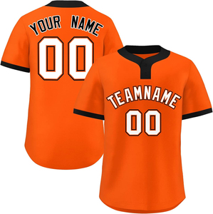 Camiseta de béisbol naranja personalizada, nombre personalizado, número, nombre del equipo, uniforme de softbol 00, cuello en V, rayas verticales, absorbe la humedad, transpirable - Product Image 1