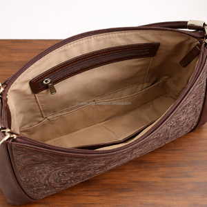 Bolso de Hombro de Cuero Genuino Repujado Vintage para Mujer, Bolso de Mano con Asa Superior y Diseño Floral, Bolsos de Diseñador Personalizados de Boutique - Product Image 6