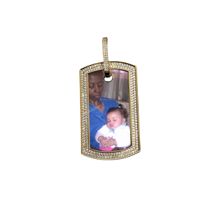 Foto de memoria cuadrada de moda chapado en oro VVS Moissanite 2 filas Ajuste de garra Iced Hip Hop fiesta colgante joyería - Product Image 1