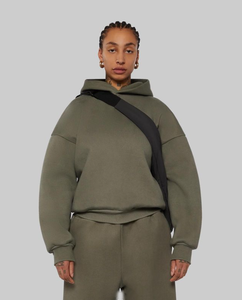 Conjunto de Sudadera con Capucha y Pantalones Deportivos de Algodón Grueso de 500 GSM, Corte Cuadrado Personalizado, Cierre de Cremallera, Estilo Deportivo - Product Image 5