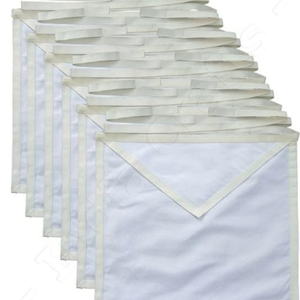 Tabliers en tissu de coton blanc pour candidat maçonnique et apprenti, lot de 12, légers, forme carrée, pour usage de régalia, Uniquen - Product Image 1