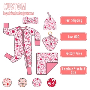 Pijamas de Bambú para Niños, Estampado Colorido, Recién Nacido, Niña, Cierre de Cremallera de Dos Vías, Pijama de Una Pieza de Bambú - Product Image 1