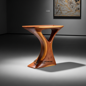 Luxury Hollow Hourglass Solid Wood Side <b>Table</b> Modern Handcrafted Cedar Ottoman & End <b>Table</b> for Designer Home Hotel Furniture - Product Image 1