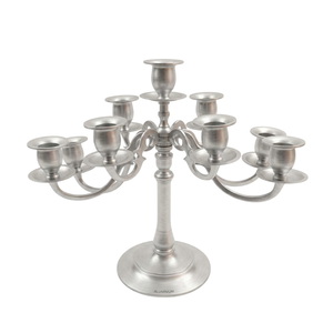 Elegant 9-Arms <b>Silver</b> Metal Candelabra Candle Holder Centerpiece For Wedding Home Decoration Aluminum Polish Finish <b>Candlestick</b> - Product Image 1