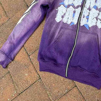 Sweat à capuche Y2K personnalisé épais pour homme, style patchwork vieilli avec lettres graphiques, en polaire appliqué, idéal pour l'été
