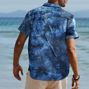 Chemise de plage décontractée à manches courtes pour homme, en coton et lin, flanelle, OEM, sur mesure, chemises pour homme en pur coton - Product Image 3