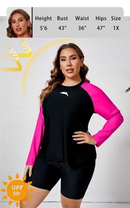 Wholesale Plus Size Suit 2 Piece Zipper Sports <b>Swimsuit</b> Rash Guard Surf Fitness Swimwear <b>Long</b> <b>Sleeve</b> <b>Swimsuits</b> Bra Zip Up Swim - Product Image 3