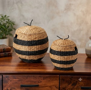 Cesta de Almacenamiento de Mimbre Decorativa de Primera Calidad con Forma de Cara de Animal, Hecha de Jacinto de Agua y Seagrass, Personalizable, para Sala de Estar o Juguetes Infantiles - Product Image 2