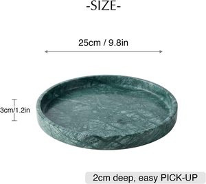 Luxury Green Marble Round Decorative <b>Tray</b> for Coffee Table Bathroom Vanity Kitchen Counter Modern Home Decor - Product Image 5
