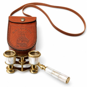 Vintage Brass <b>Opera</b> Glasses <b>Binoculars</b> with Mother of Pearl Inlay and Leather Box Antique Style Theater Gift Wholesale OEM - Product Image 5