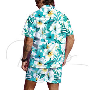 Vêtements de plage tendance pour hommes en gros, ensemble chemise et short 2 pièces personnalisé pour hommes, ensemble de bain assorti pour hommes - Product Image 4